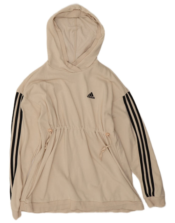 Adidas Damen Übergroßer Kapuzenpullover UK 8/10 Small Off White Cotton