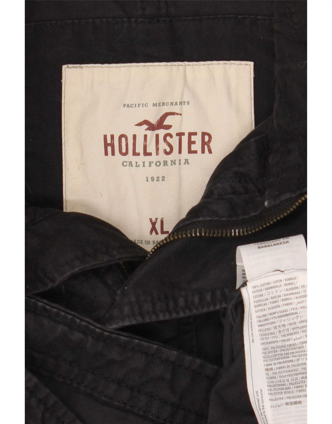 Hollister Herren Utility Jacke UK 42 XL Schwarz Baumwolle