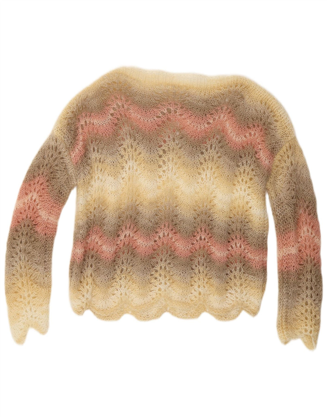 VINTAGE Damen-Pullover mit U-Boot-Ausschnitt, UK 14, mittelmehrfarbig gestreift