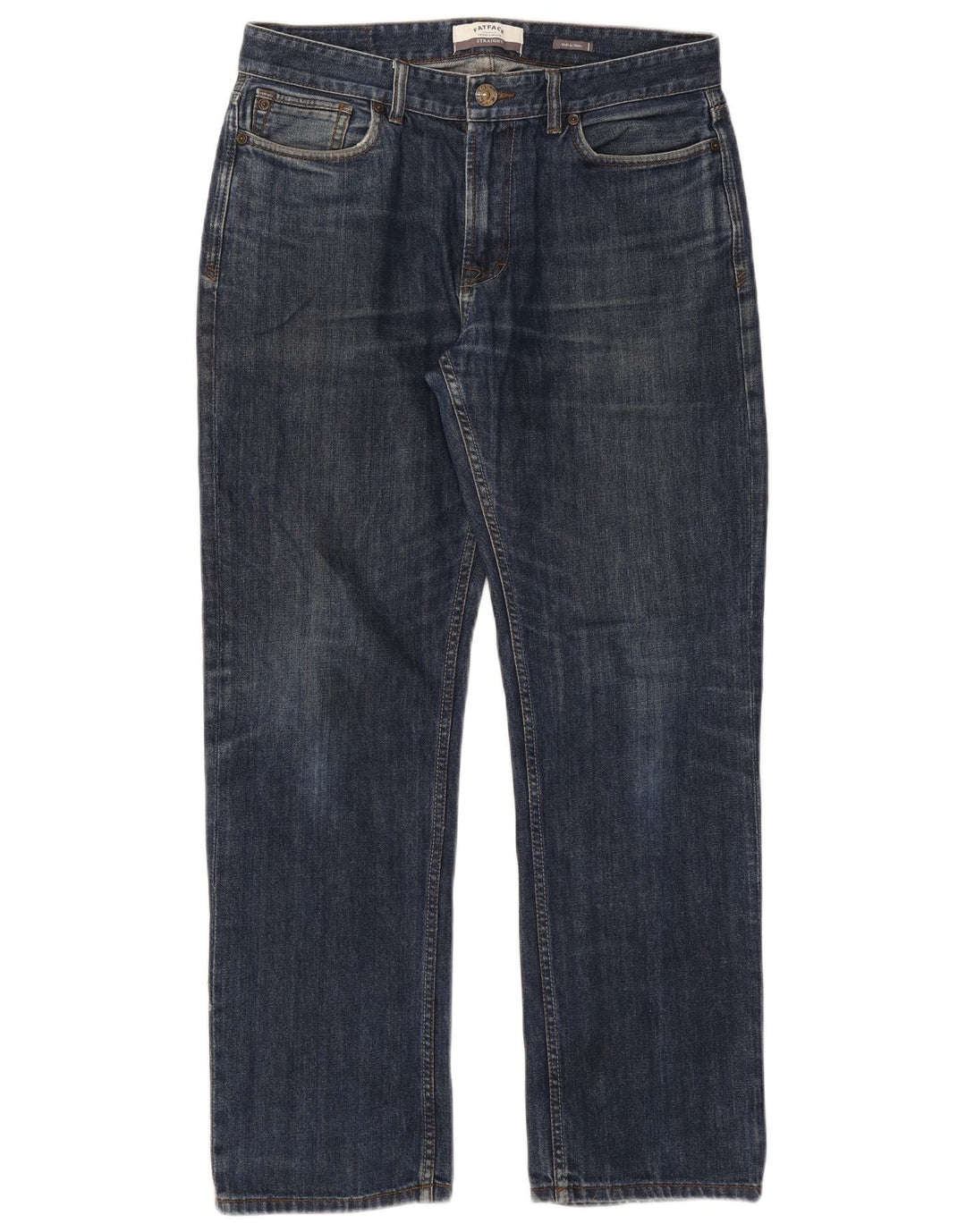 Fat Face Herren Straight Jeans W34 L30 Blaue Baumwolle
