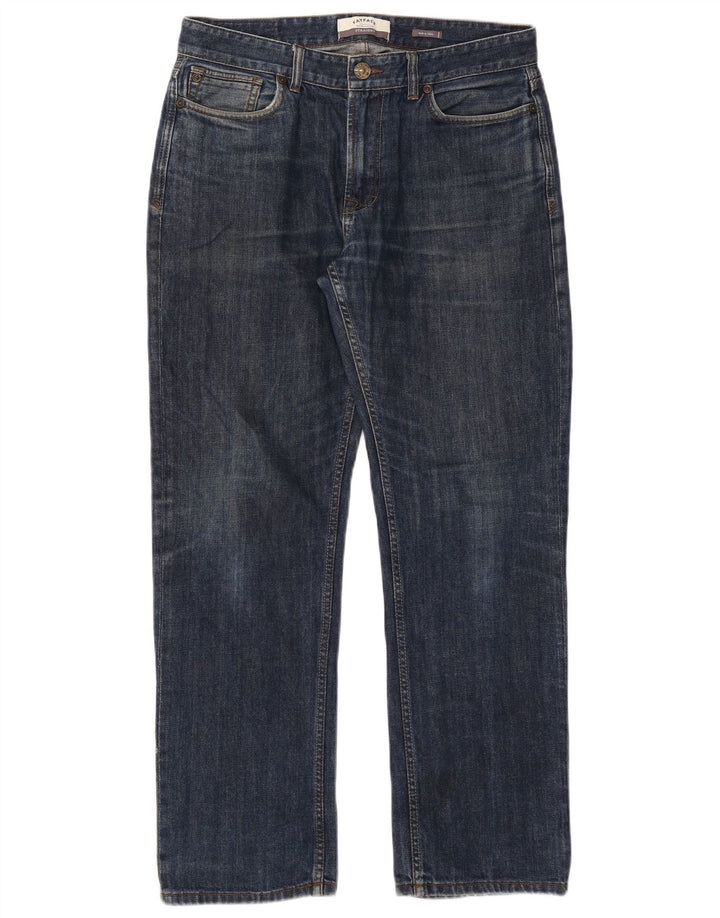 Fat Face Herren Straight Jeans W34 L30 Blaue Baumwolle