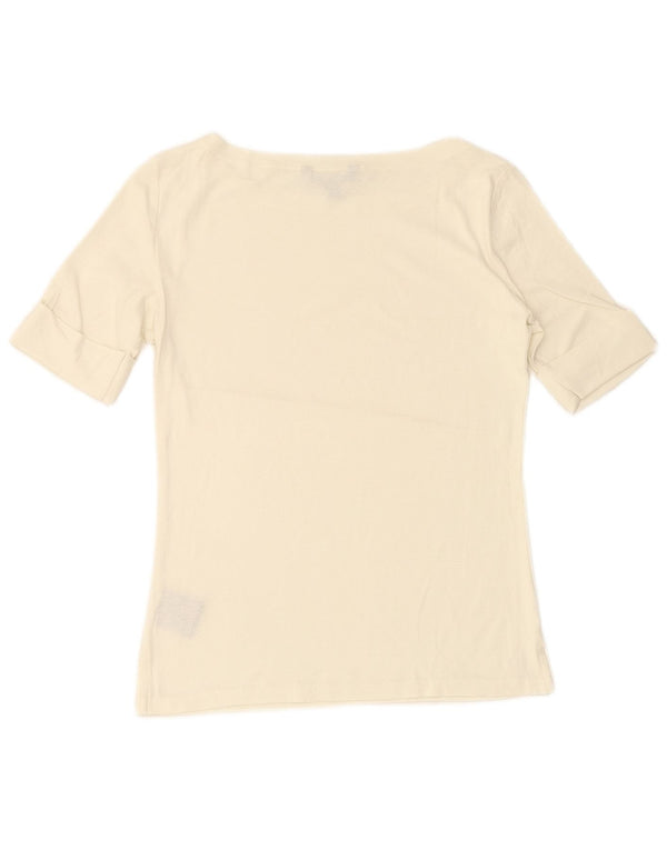 RALPH LAUREN Damen T-Shirt Top UK 12 Mittelweiße Baumwolle