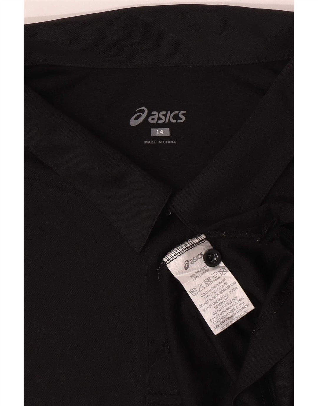 Asics Jungen-Poloshirt, 13–14 Jahre, schwarzes Polyester