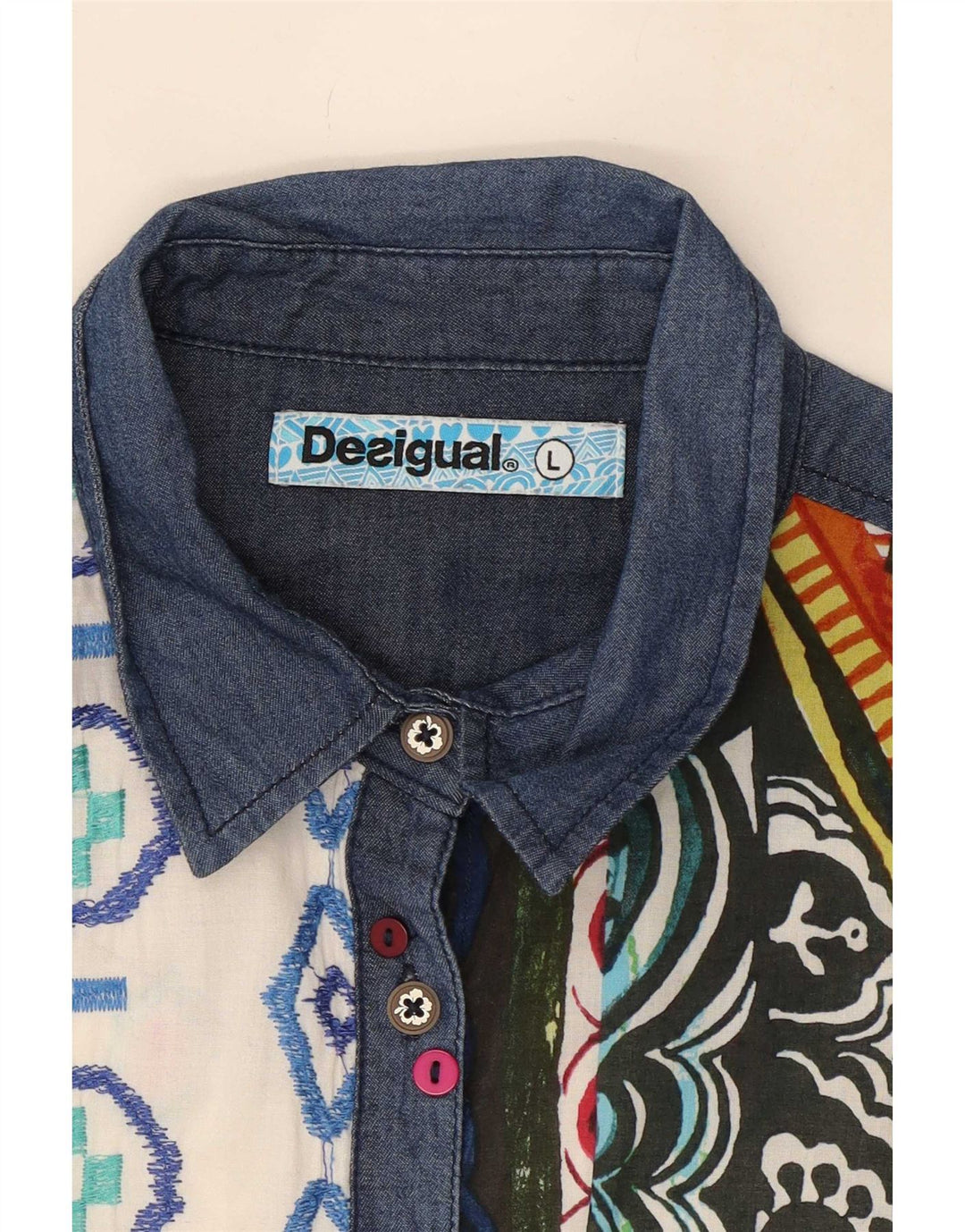 Desigual Womens Graphic Shirt UK 14 Large Mehrfarbig Geometrisch