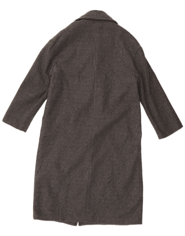 ZARA Womens Oversized Double Breasted Coat UK 6 XS Grey Polyester