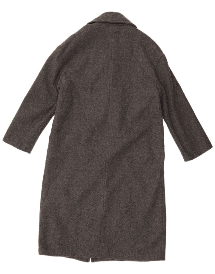 ZARA Damen Übergroßer zweireihiger Mantel UK 6 XS Grau Polyester