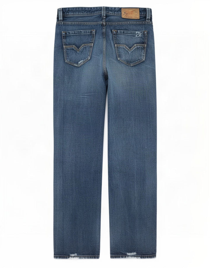 Diesel Herren Distressed Straight Jeans W33 L34 Blaue Baumwolle