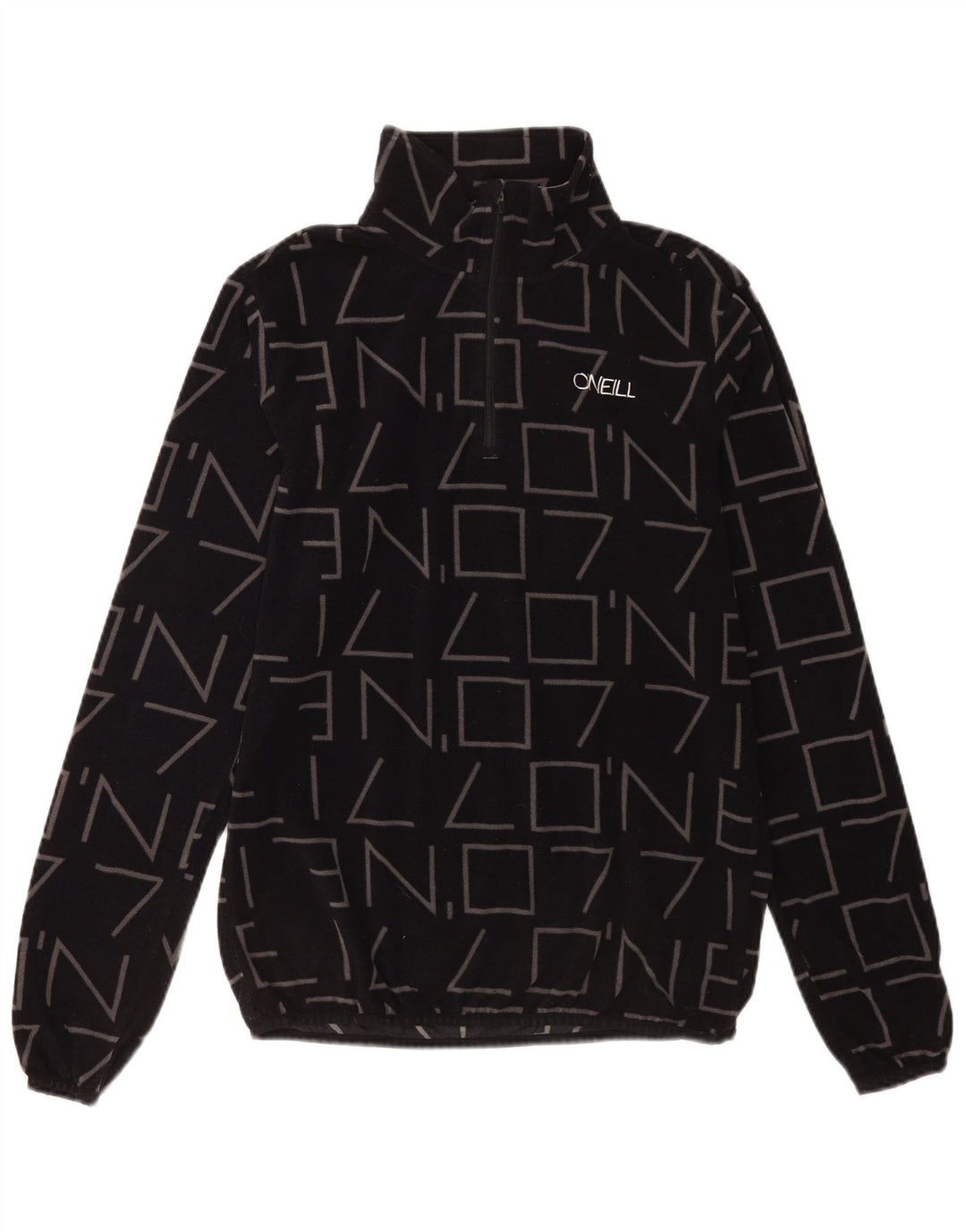 O'Neill Herren-Fleecepullover mit grafischem Reißverschluss und Kragen, Größe L, aus schwarzem Polyester