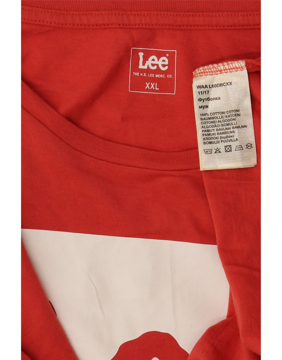 LEE Herren-T-Shirt mit Grafik, 2XL, rote Baumwolle