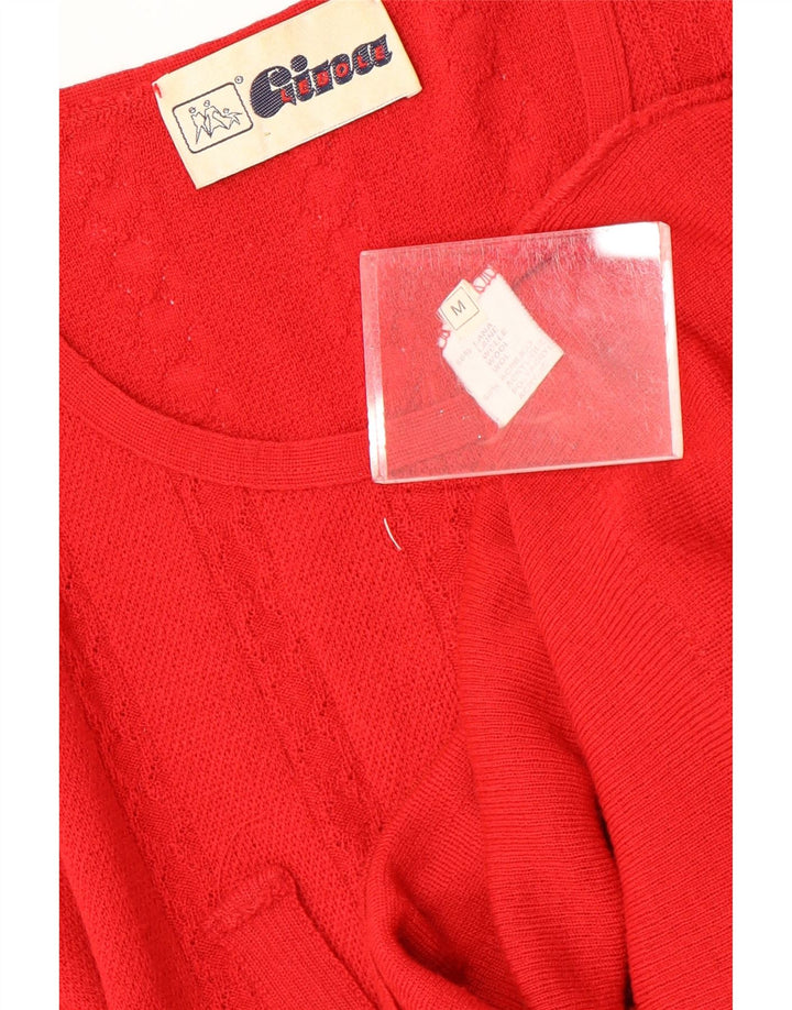 Lebole Damen-Pullover mit kurzen Ärmeln und Rundhalsausschnitt, UK 14, mittelrote Wolle
