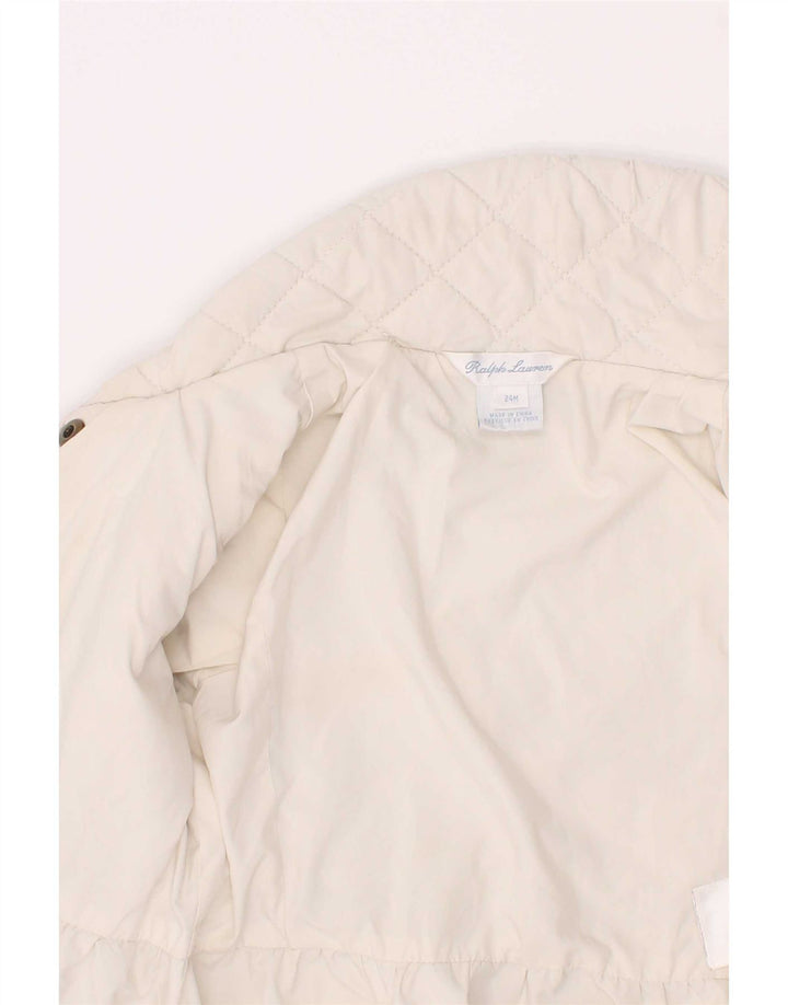 Ralph Lauren Baby-Mädchen-Steppjacke, 18–24 Monate, weißes Polyester