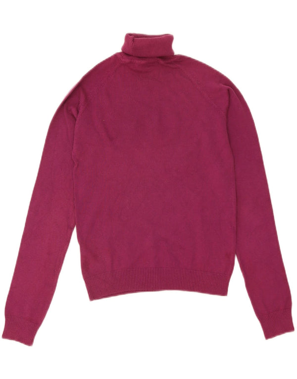 Zara Damen Crop Rollkragenpullover Pullover UK 12 Mittellila Baumwolle