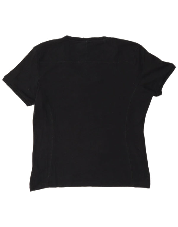 Champion Damen T-Shirt Top UK 16 Large Schwarz Baumwolle