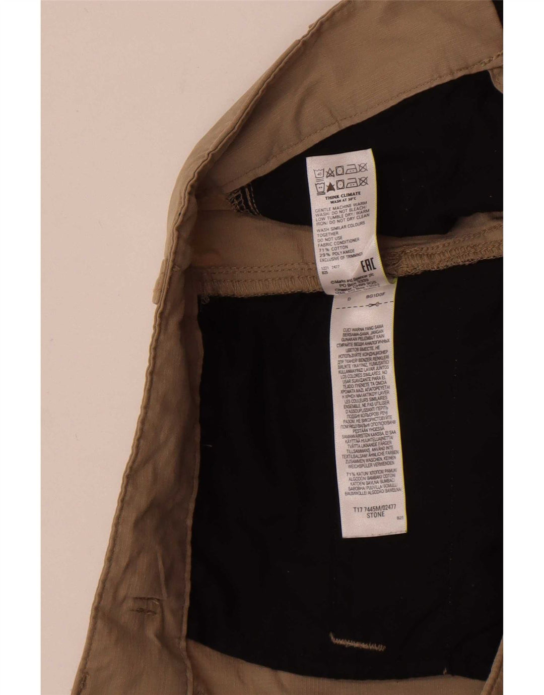 Marks & Spencer Herren Cargoshorts XL W38 Beige Baumwolle
