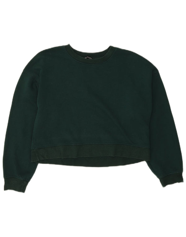 Zara Damen Crop Oversized Sweatshirt Pullover UK 10 Small Grün