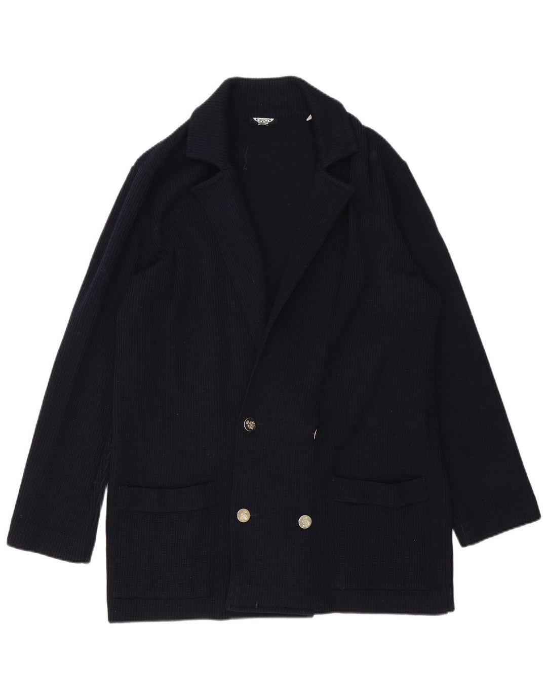Marineblauer zweireihiger Strickblazer für Herren, IT 52, Größe L, Marineblau