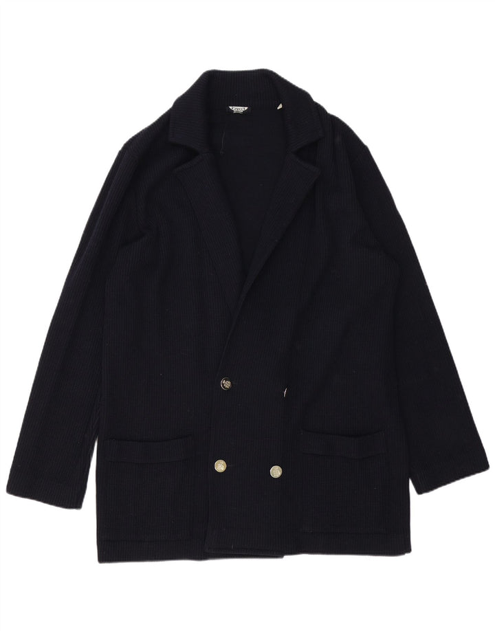 Marineblauer zweireihiger Strickblazer für Herren, IT 52, Größe L, Marineblau