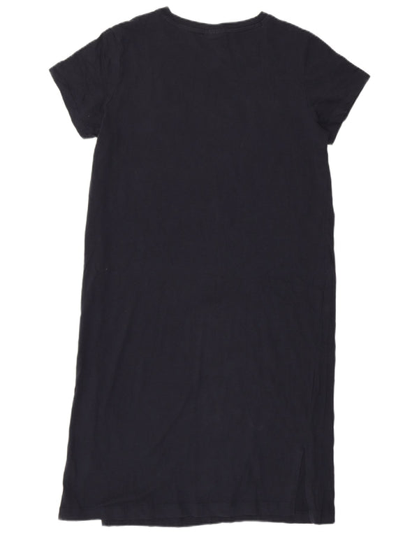 Champion Damen Grafik-T-Shirt-Kleid UK 14 Medium Marineblau Baumwolle