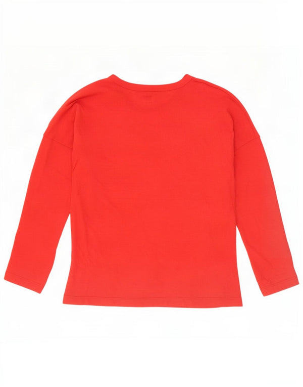 Calvin Klein Womens Graphic Top Langarm UK 10 Small Rote Baumwolle