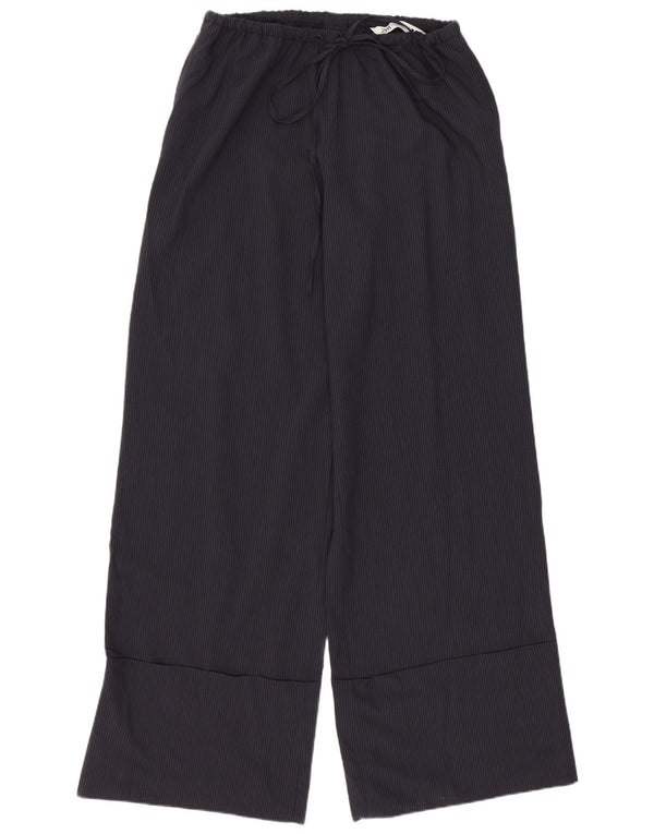 Zara Damen-Hose mit weitem Bein, Größe S, W26, L30, Grau, Nadelstreifen