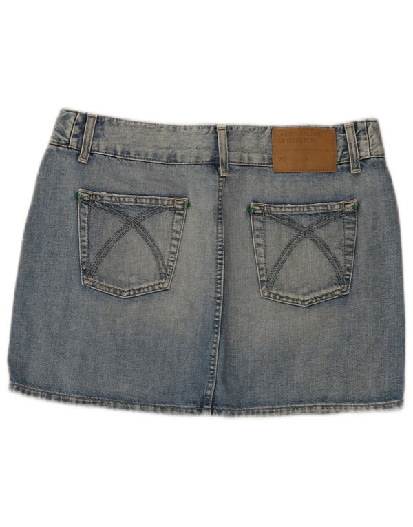 Benetton Damen Mini-Jeansrock IT 44 Medium W32 Blaue Baumwolle