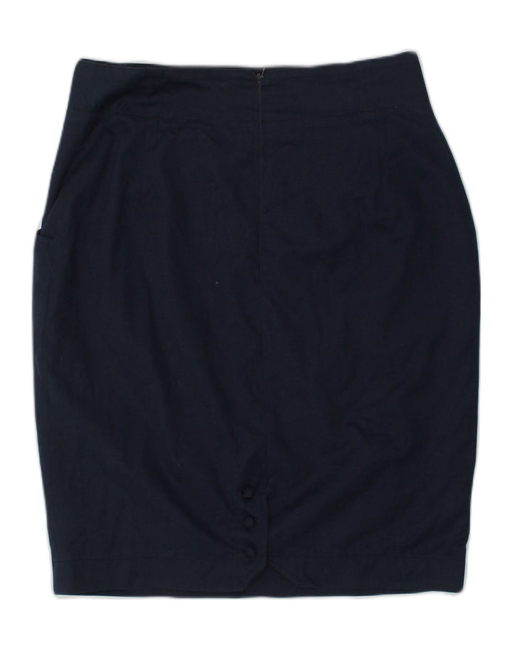 VINTAGE Womens Pencil Skirt IT 44 Medium W28  Navy Blue Cotton | Vintage Vintage | Thrift | Second-Hand Vintage | Used Clothing | Messina Hembry 