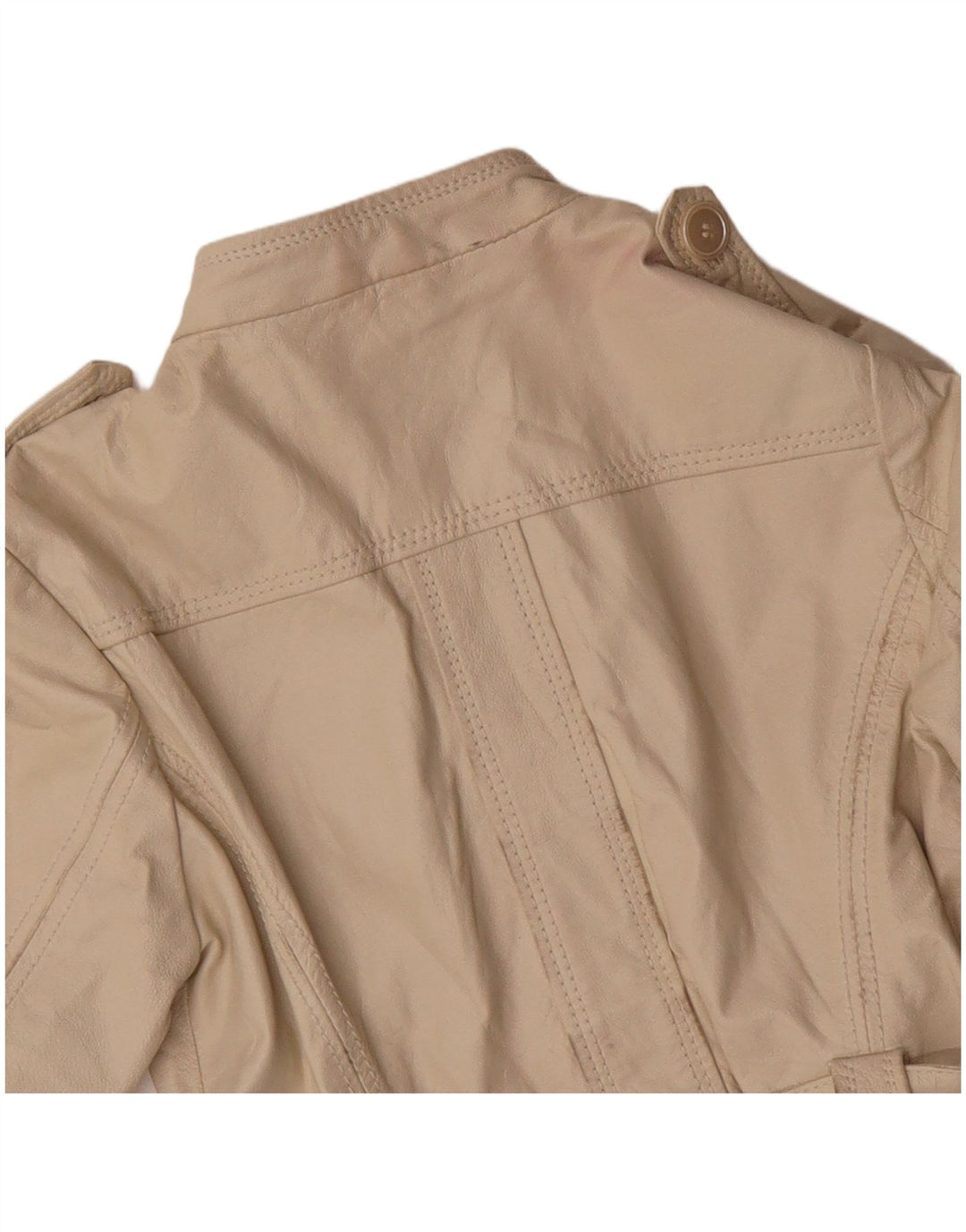 Vintage Damen Militärlederjacke IT 44 Medium Beige Leder