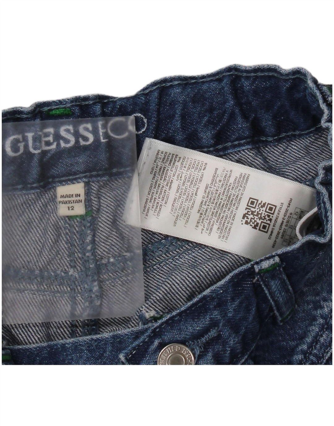 Guess Mädchen-Jeansshorts, 11–12 Jahre, W26, blau, Lyocell-Klassiker