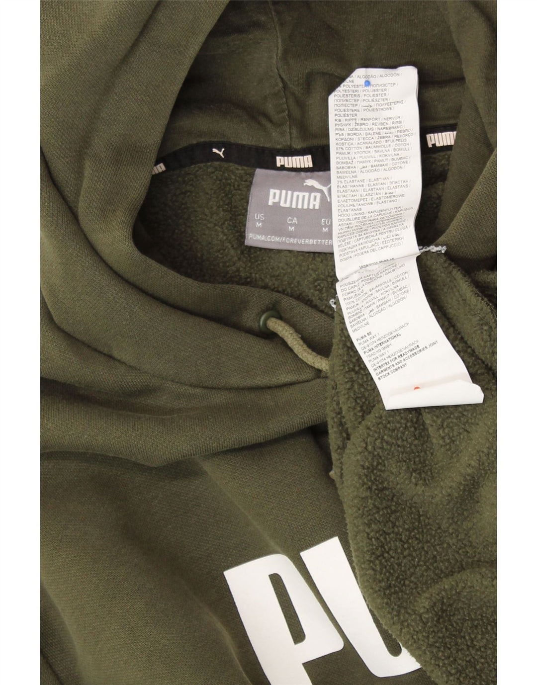 PUMA Damen-Pullover mit übergroßem grafischem Kapuzenpullover, Gr. 14, mittleres Khaki, Elastan