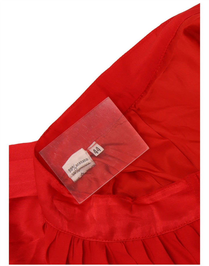 Vintage Damen Faltenrock IT 44 Medium W28 Rot gestreift Acetat