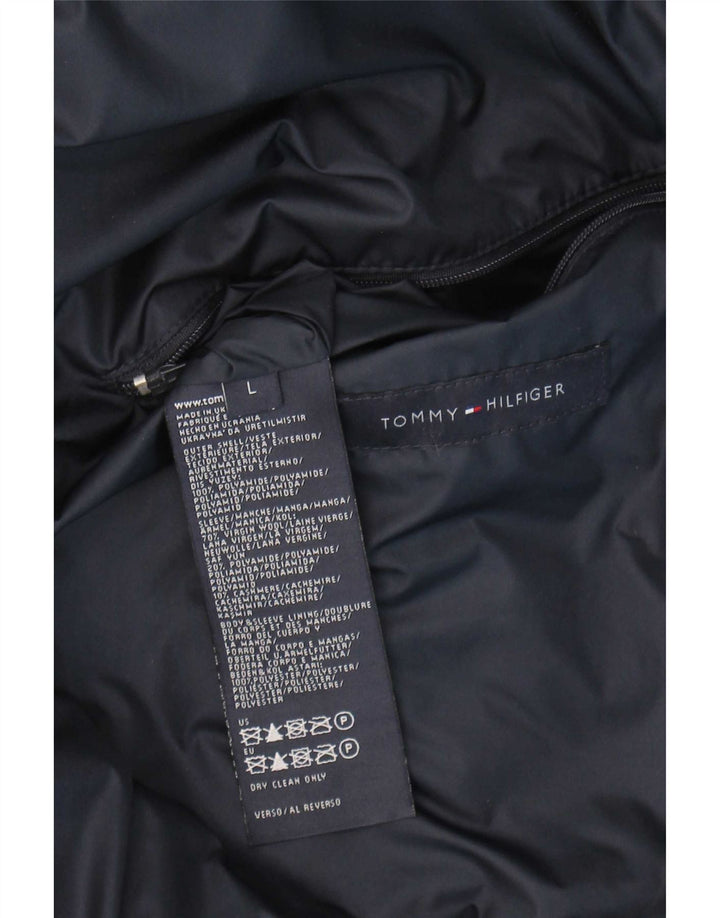 Tommy Hilfiger wattierte Herrenjacke mit Kapuze, UK 40, Größe L, Grau, Farbblock