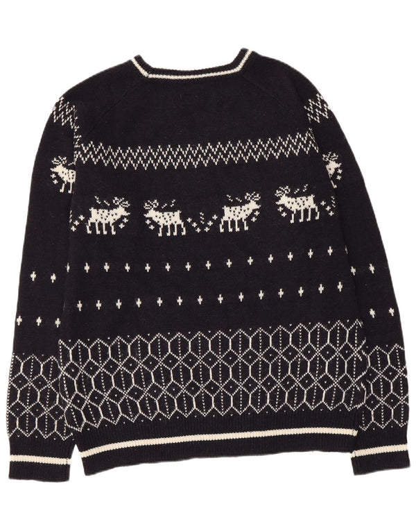 CELIO Damen-Pullover mit U-Boot-Ausschnitt, UK 18, XL, Marineblau, Fair-Isle-Acryl