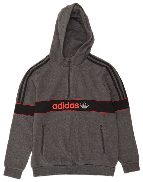 Adidas Jungen Kapuzenpullover mit grafischem Reißverschluss, 15–16 Jahre, Grau, Farbblock