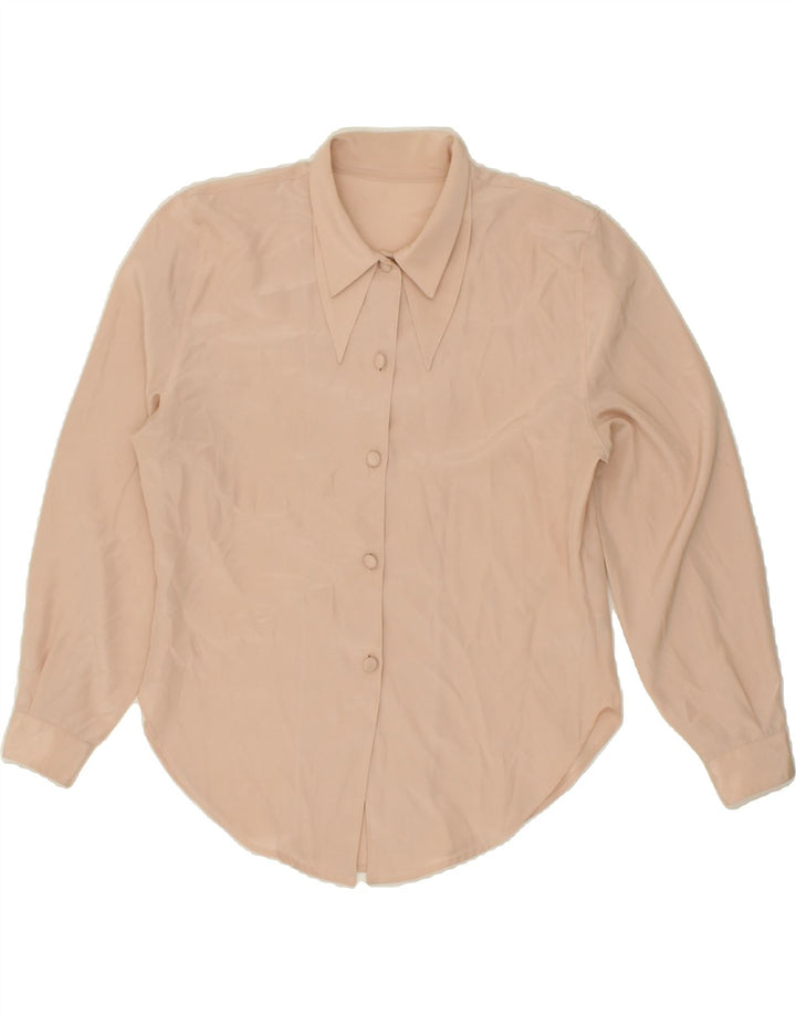 VINTAGE Damen Hemdbluse UK 10 Small Beige