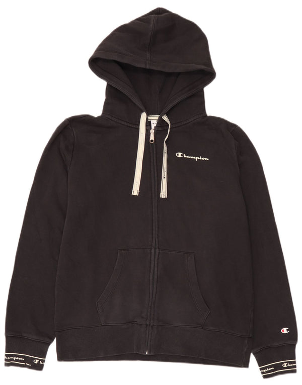 Champion Womens Graphic Zip Hoodie Pullover UK 18 XL Schwarz Baumwolle