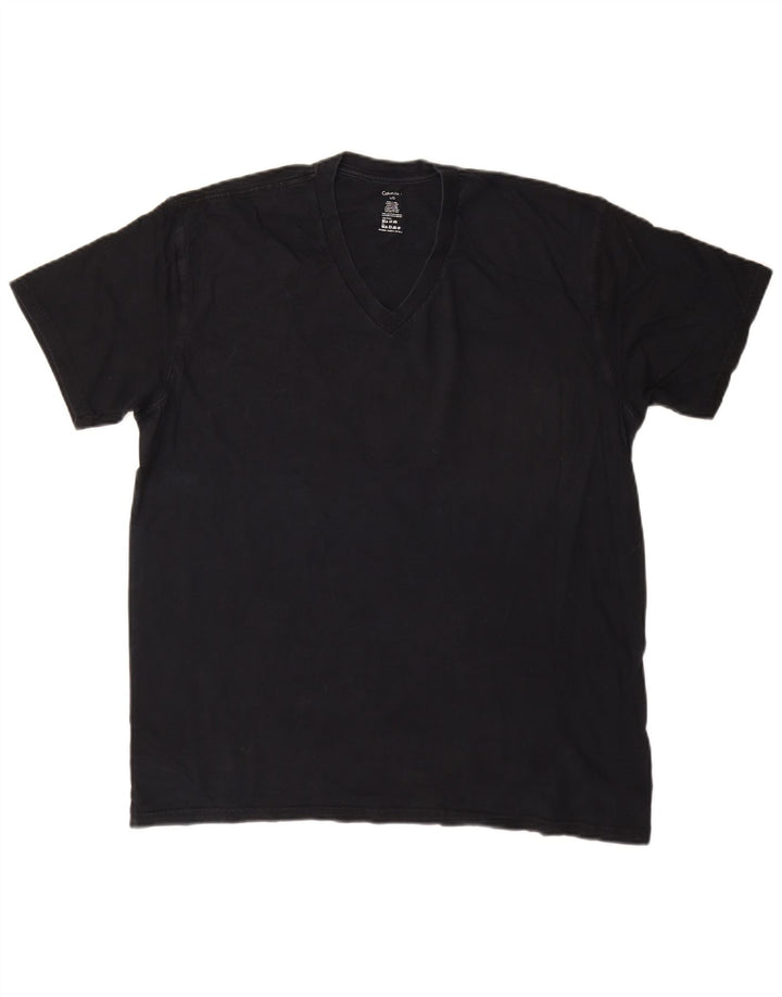 CALVIN KLEIN Herren T-Shirt Top Large Marineblau Baumwolle