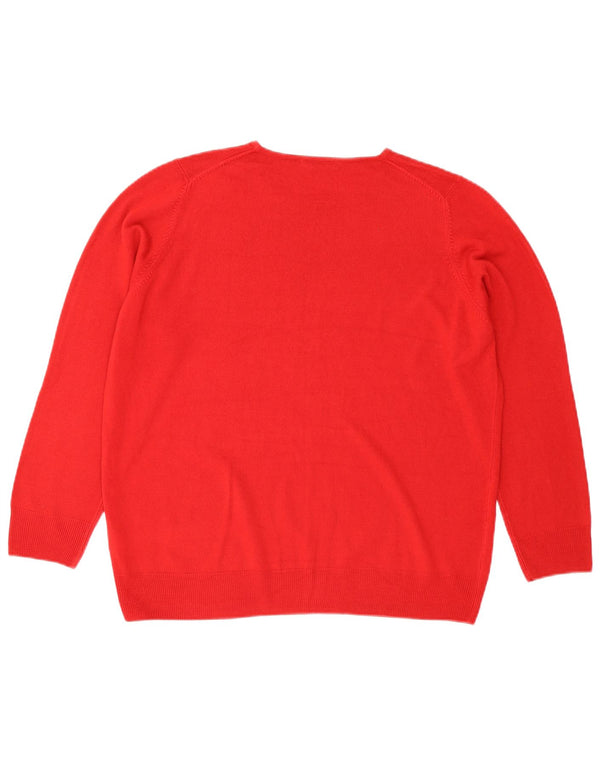 Marks & Spencer Damen-Pullover mit Rundhalsausschnitt, UK 20 2XL, rotes Acryl