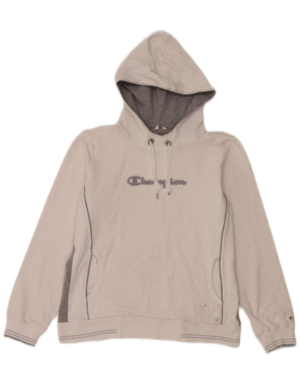 Champion Womens Graphic Hoodie Pullover UK 18 XL Weiße Colourblock-Baumwolle