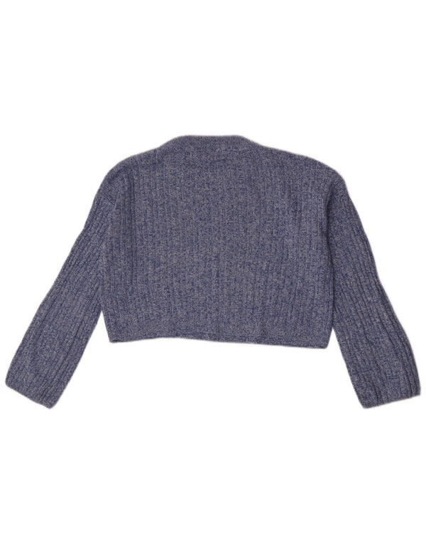 Topshop Womens Crop Crew Neck Pullover Pullover UK 10 Small Blue Meliert