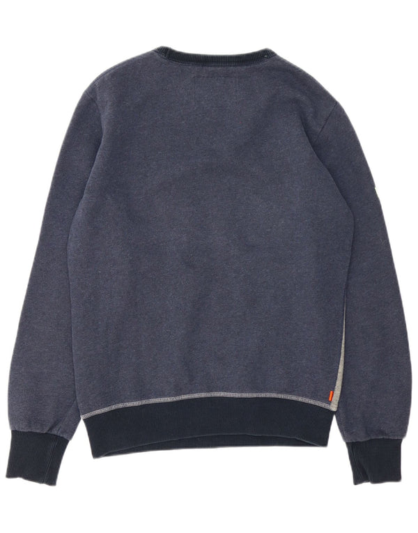 Superdry Herren Grafik-Sweatshirt-Pullover aus mittelblauer, mittelblauer Colourblock-Baumwolle