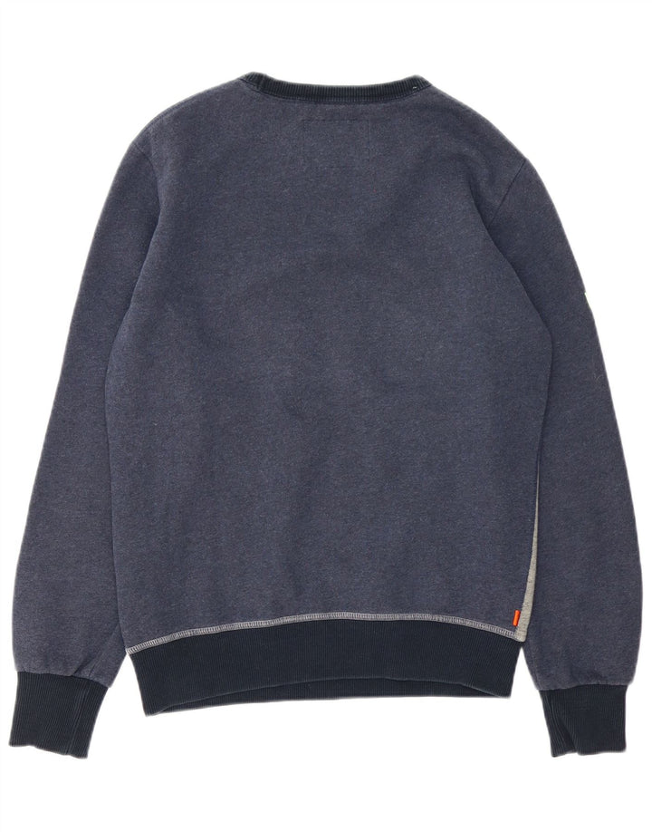Superdry Herren Grafik-Sweatshirt-Pullover aus mittelblauer, mittelblauer Colourblock-Baumwolle