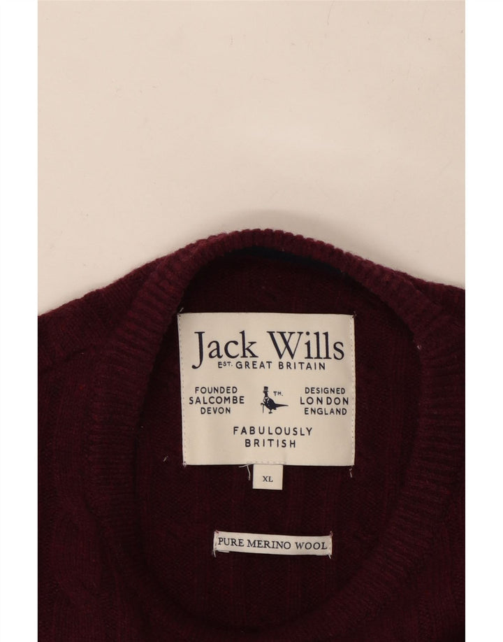 JACK WILLS Herren-Pullover mit Rundhalsausschnitt, XL, burgunderrote Wolle
