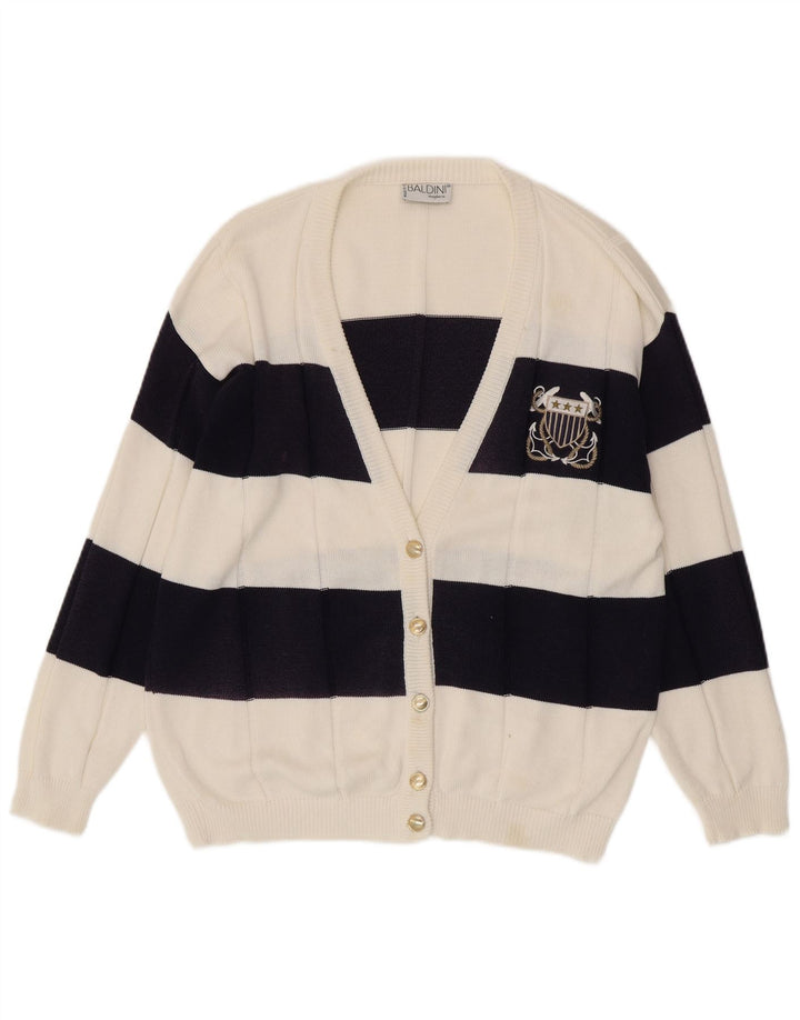 Baldini Damen-Cardigan-Pullover UK 16 Large Weiß gestreift