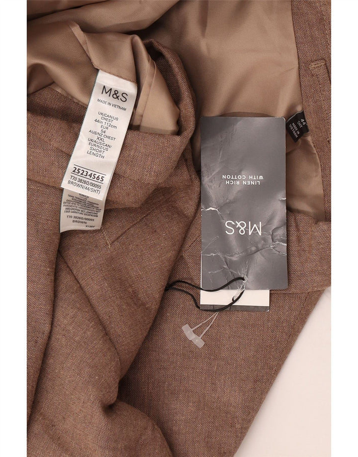 Marks & Spencer Herren-Blazer mit 2 Knöpfen, UK 44, XL, braunes Leinen