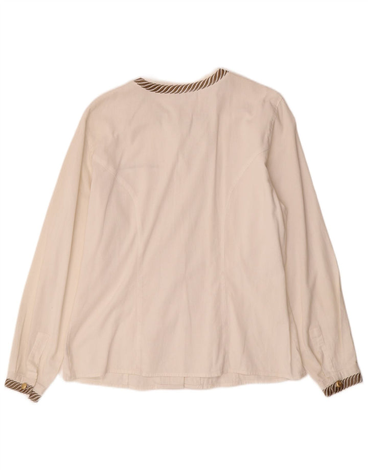 ROCCOBAROCCO Damen Hemdbluse IT 46 Große weiß gestreifte Baumwolle