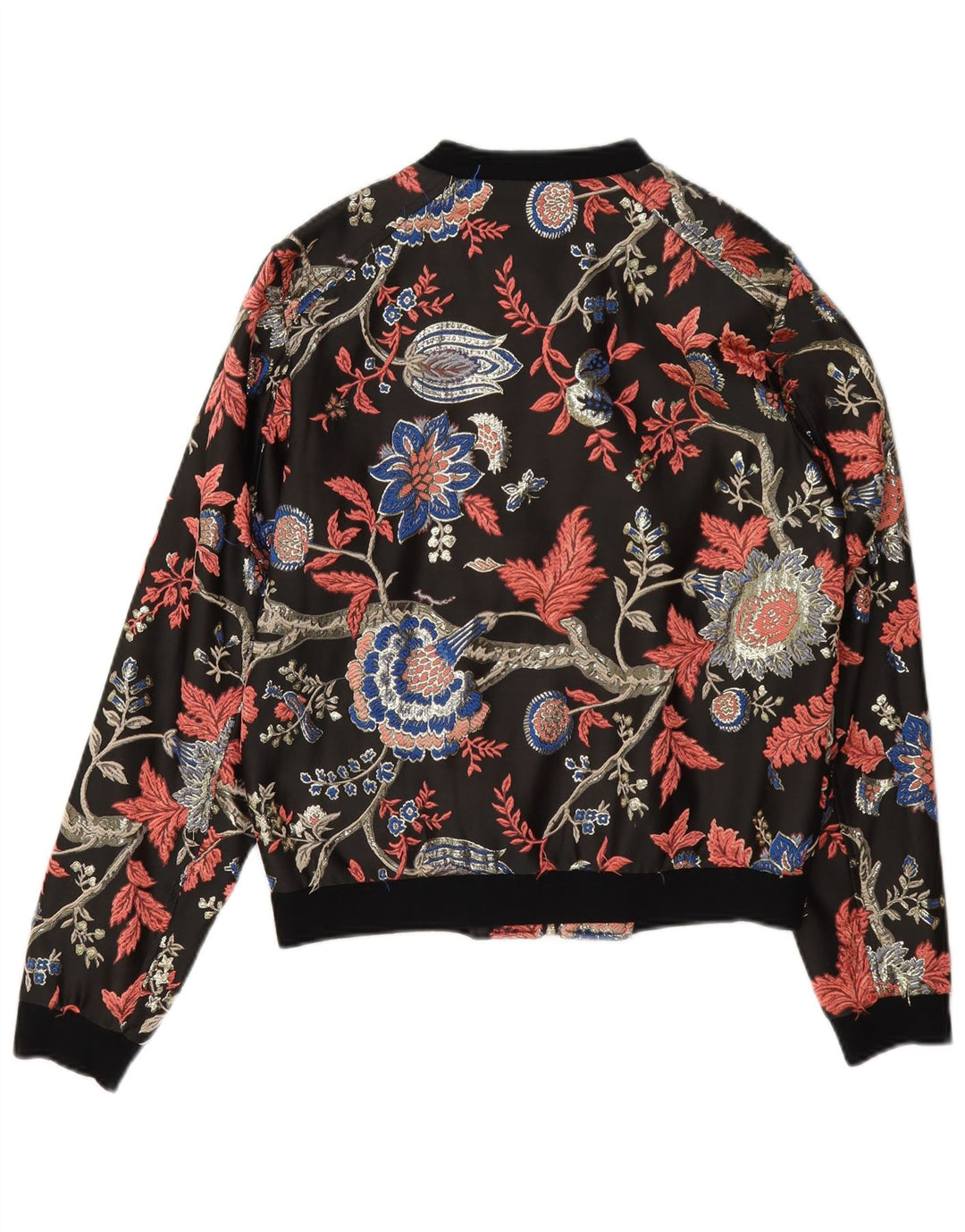 Guess Damen Bomberjacke UK 6 XS Schwarz geblümtes Polyester