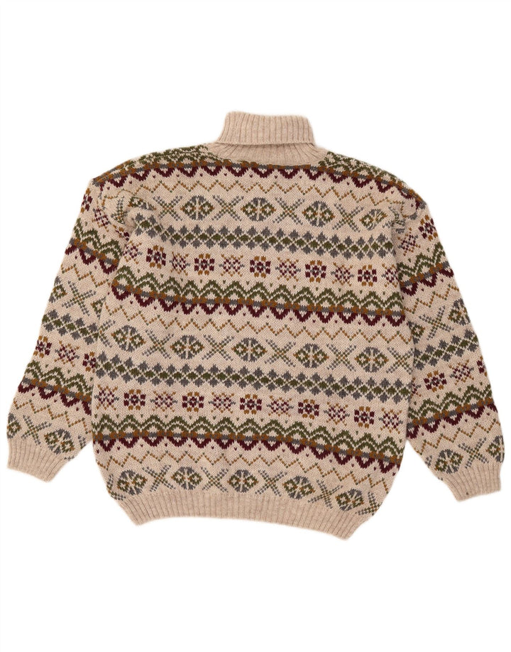 Wit Boy Rollkragenpullover für Herren, groß, Beige, Fair-Isle-Alpakawolle