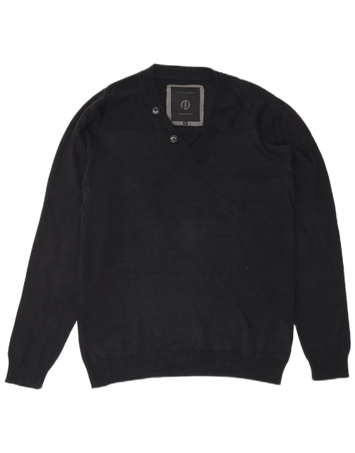 Jack & Jones Premium-Pullover mit V-Ausschnitt für Herren aus mittelblauer Baumwolle