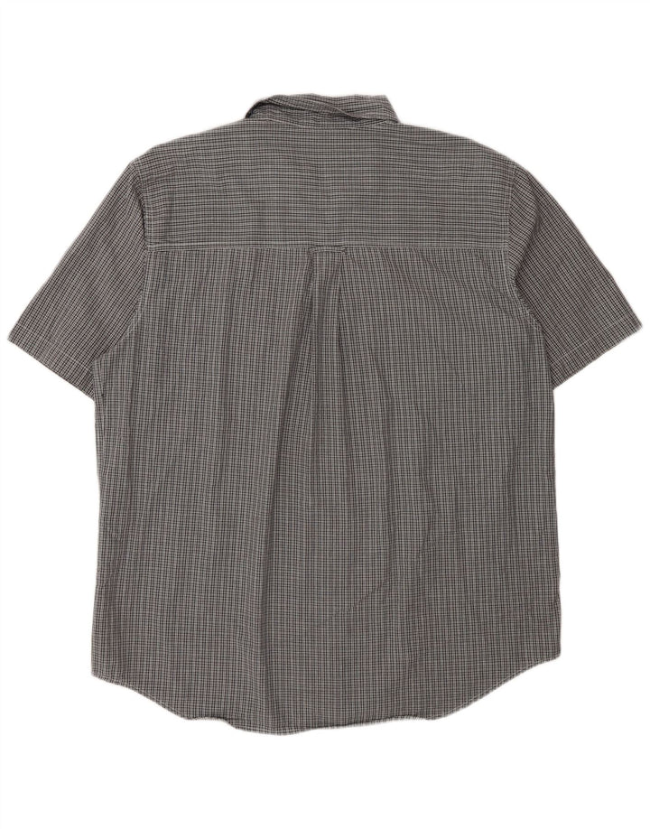 Chaps Herren-Hemd, pflegeleicht, kurzärmelig, groß, grau kariert, Baumwolle