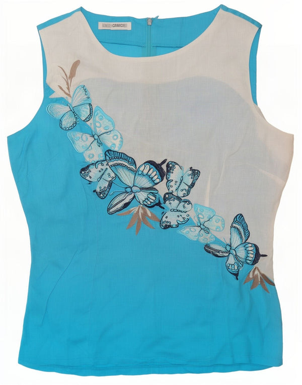 Naracamicie Grafik-Blusenoberteil für Damen, UK 12, Mittelblauer Schmetterling